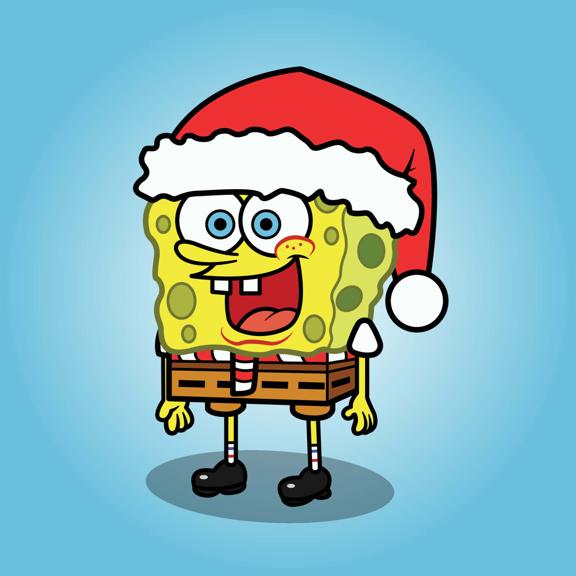 Sponge Bob Santa Hat Christmas Wallpaper