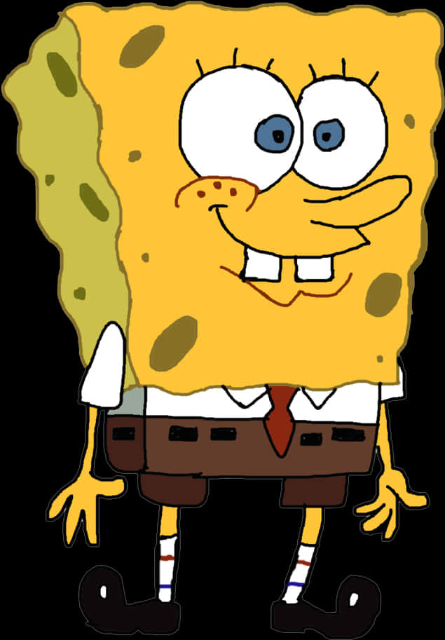 Sponge Bob Square Pants Standing Smile PNG