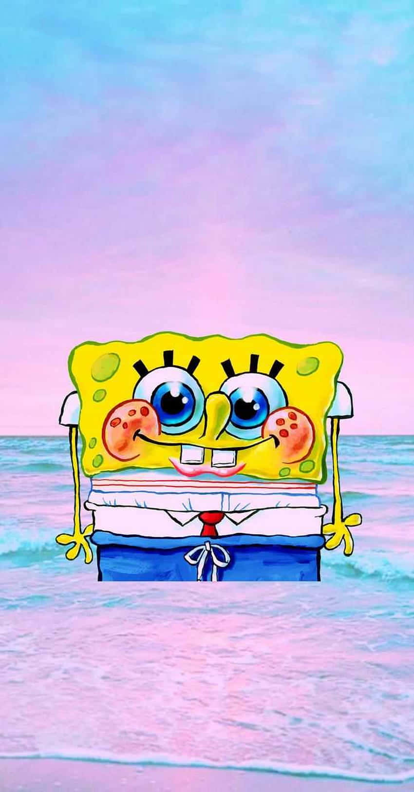 Sponge Bob Sunset Beach Portrait Wallpaper