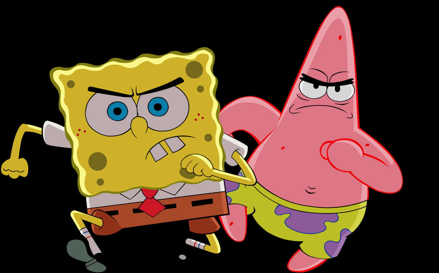 Sponge Boband Patrick Angry Stance PNG