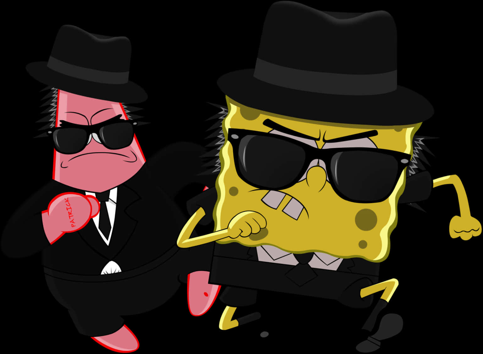 Sponge Boband Patrick Gangster Style PNG