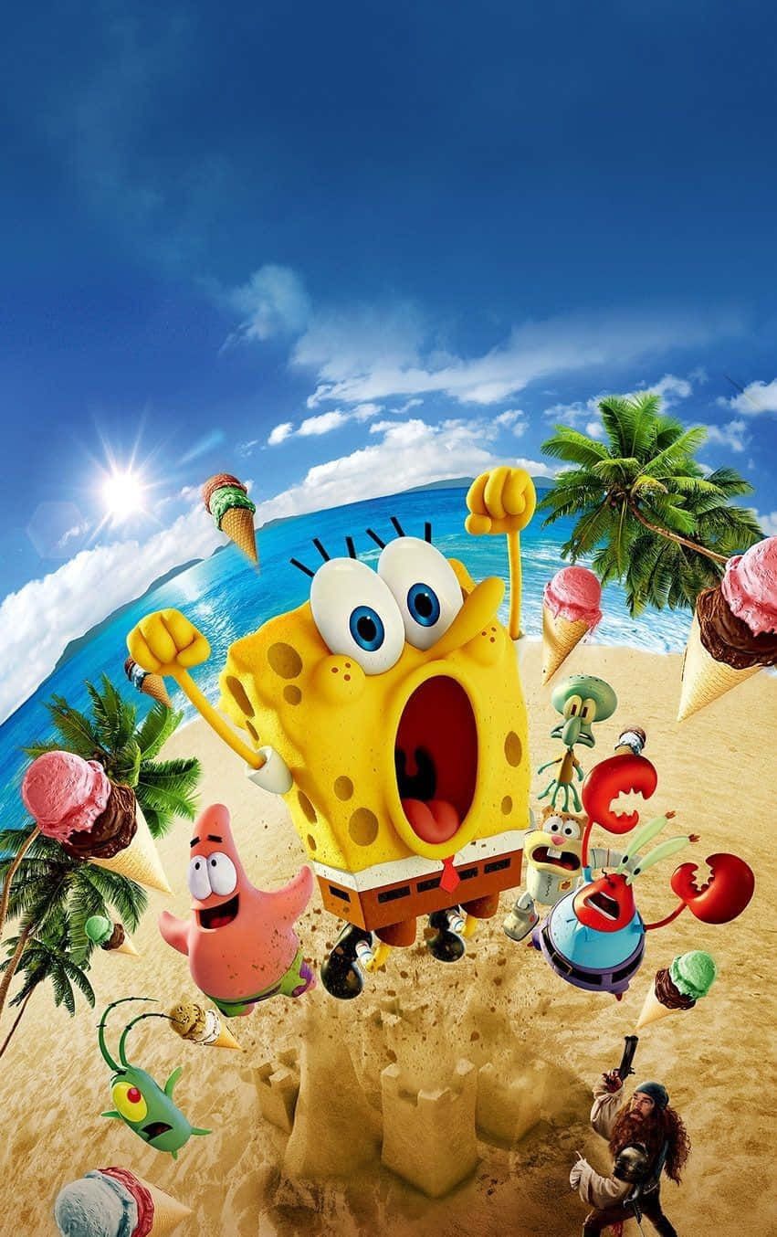 Sponge Boband Patrick Tropical Adventure Wallpaper