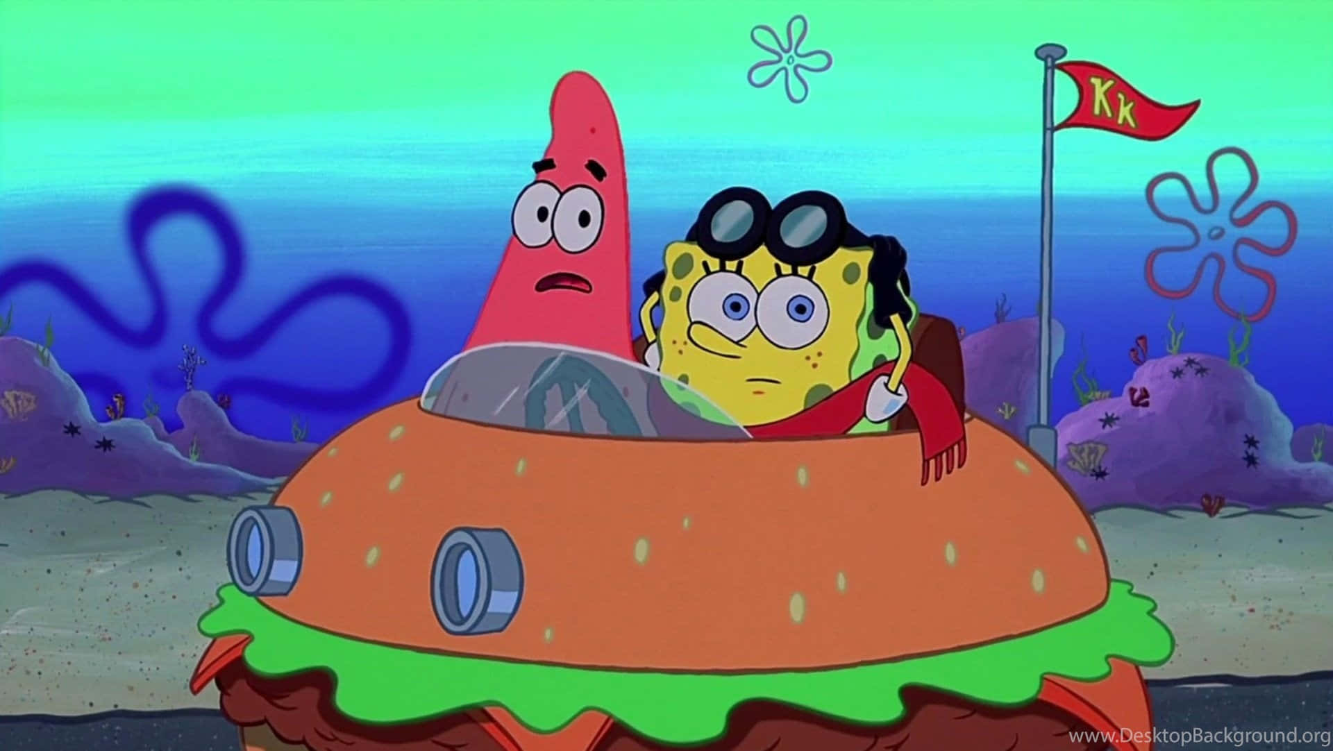 Spongebobsquarepants In Un Hamburger Sfondo