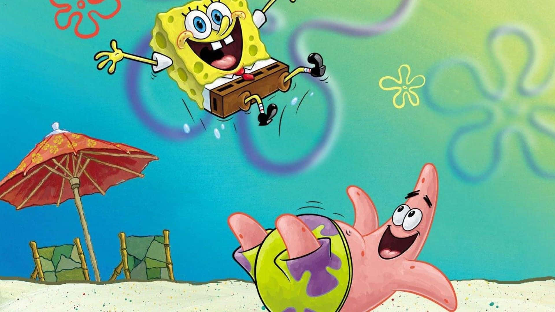 Njutav Utseendet På Din Enhet Med Denna Väggpapper Med Spongebob-tema. Wallpaper