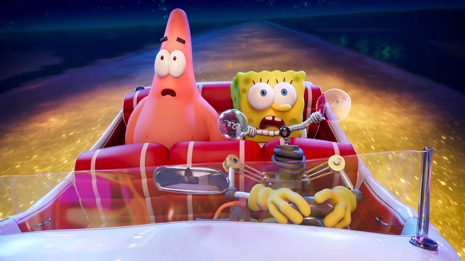 SpongeBob og Patrick i en bil Wallpaper