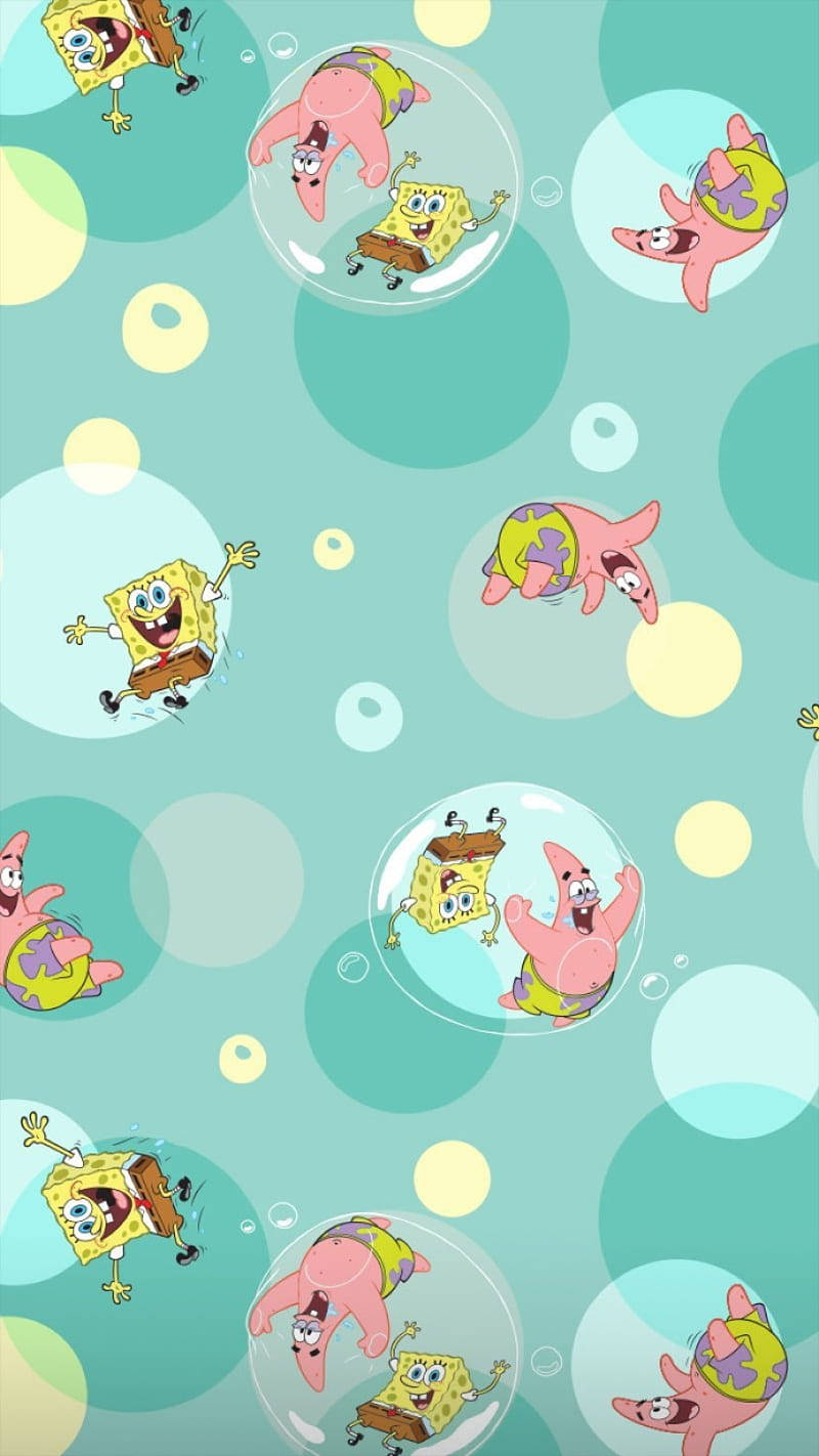 Spongebob And Patrick Inside Bubbles Background