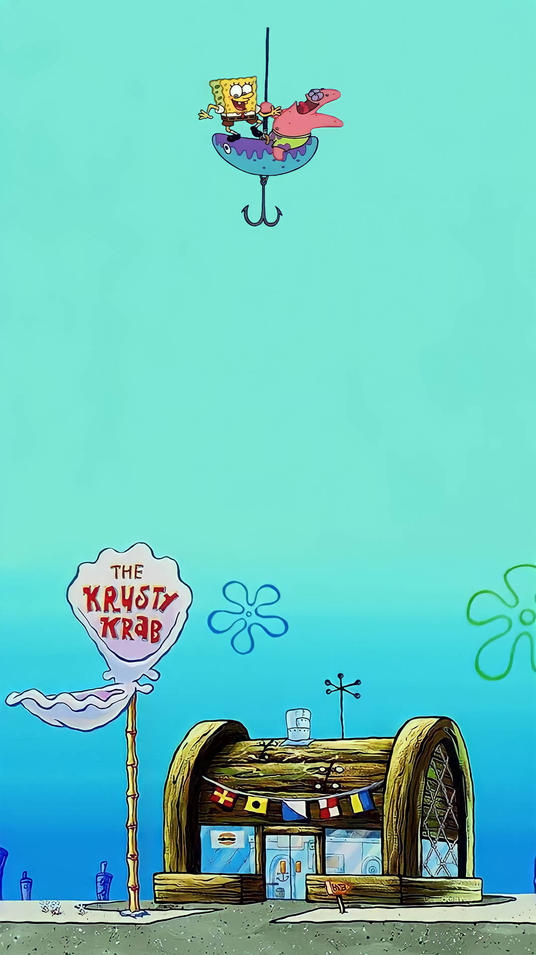 SpongeBob og Patrick Midtstans Hull Selvklæbende Tapet Wallpaper