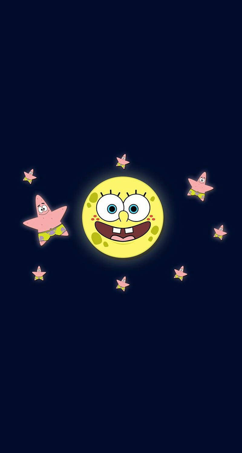SpongeBob og Patrick måne og stjerne tapet Wallpaper