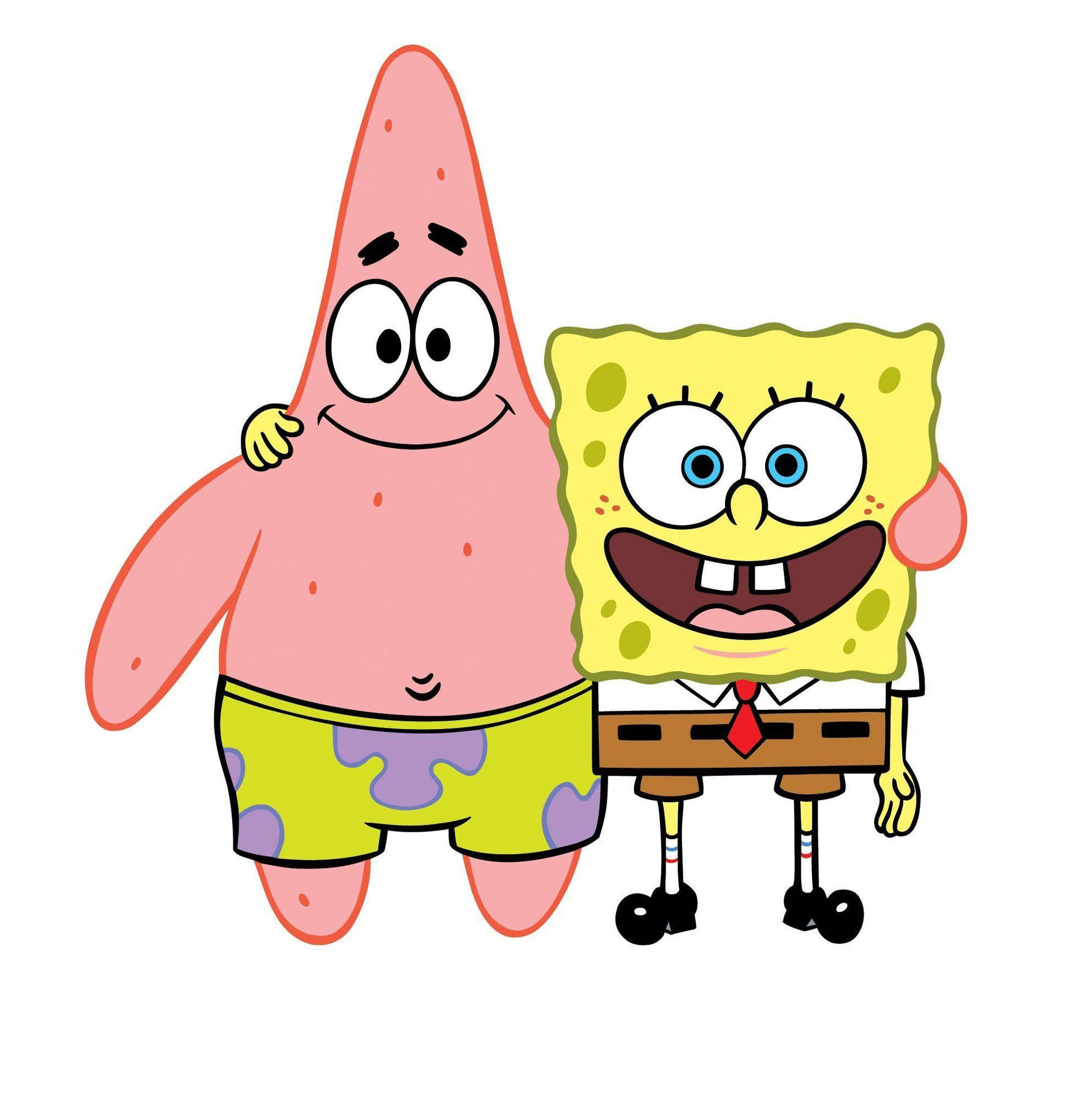 Spongebob And Patrick Plain White Background