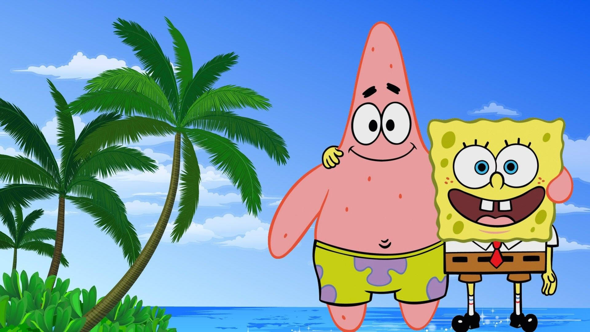 Spongebobund Patrick Im Tropischen Paradies Wallpaper