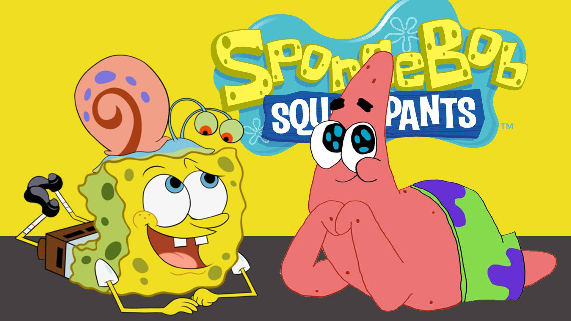 Spongebob And Patrick With Gary Wallpaper
