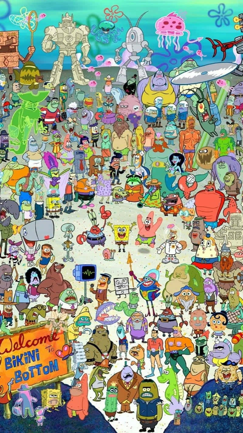 "A Glimpse of All the Lovable Characters from Spongebob" Wallpaper