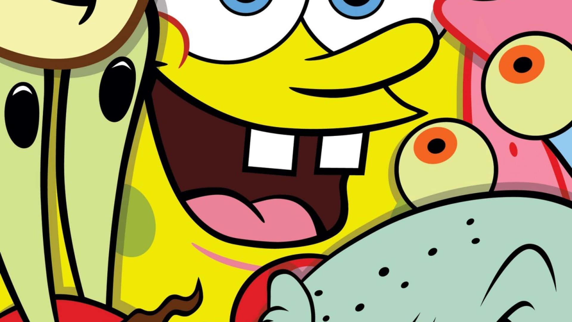 Look at all these fun and lovable SpongeBob SquarePants characters! Wallpaper