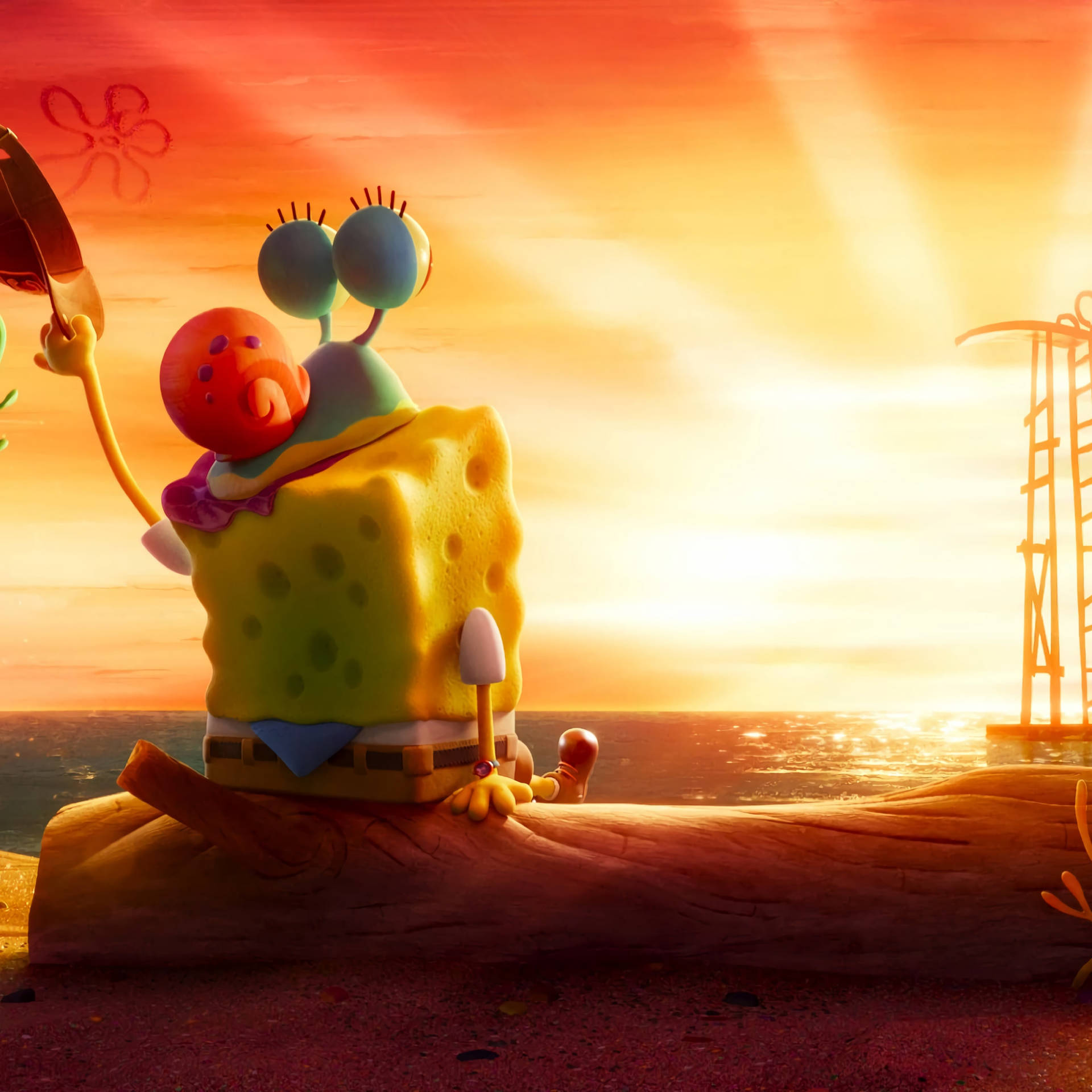 Secool Ut Med Spongebob Som Bakgrundsbild På Din Dator Eller Mobil! Wallpaper
