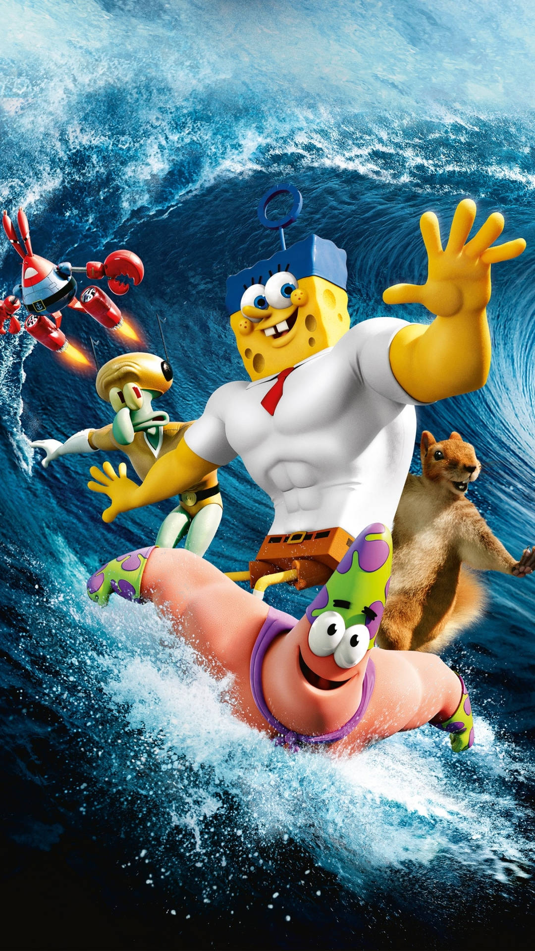 3D SpongeBob Cool Muscular Characters Wallpaper