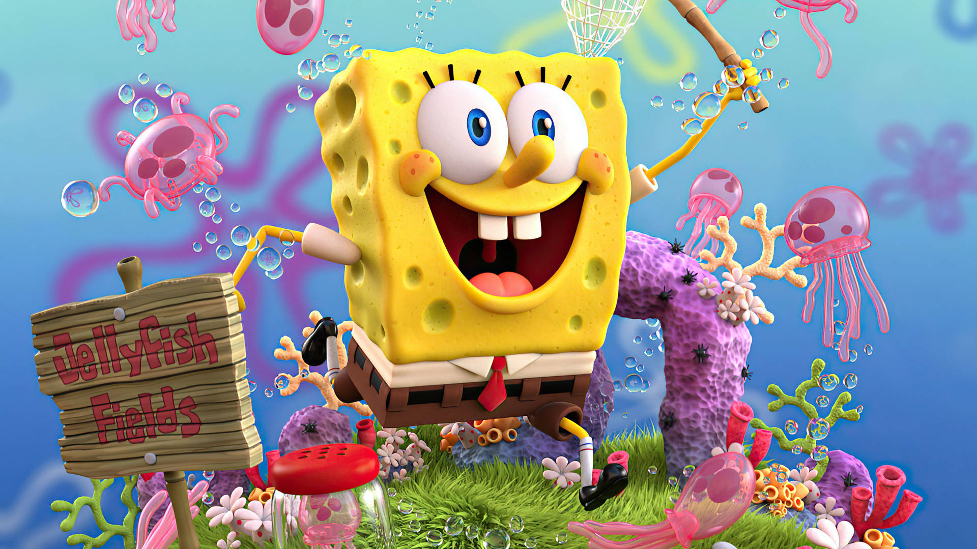 Spongebob Squarepants - A Cartoon Character With A Sign Wallpaper