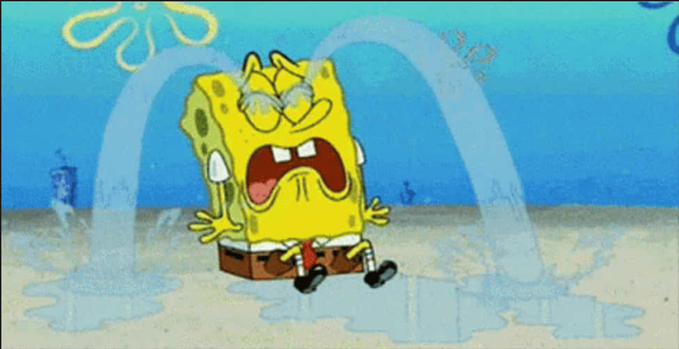 SpongeBob græder sprøjtende sine tårer tapet Wallpaper