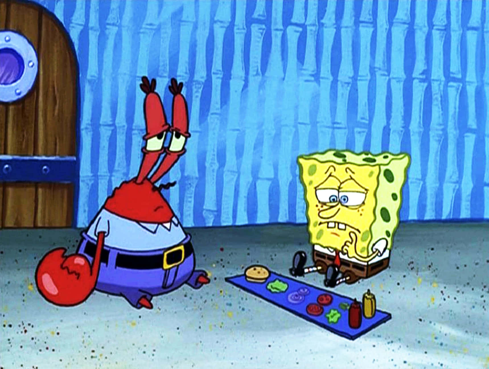 Download “spongebob Cries Over A Troubling Situation.” Wallpaper