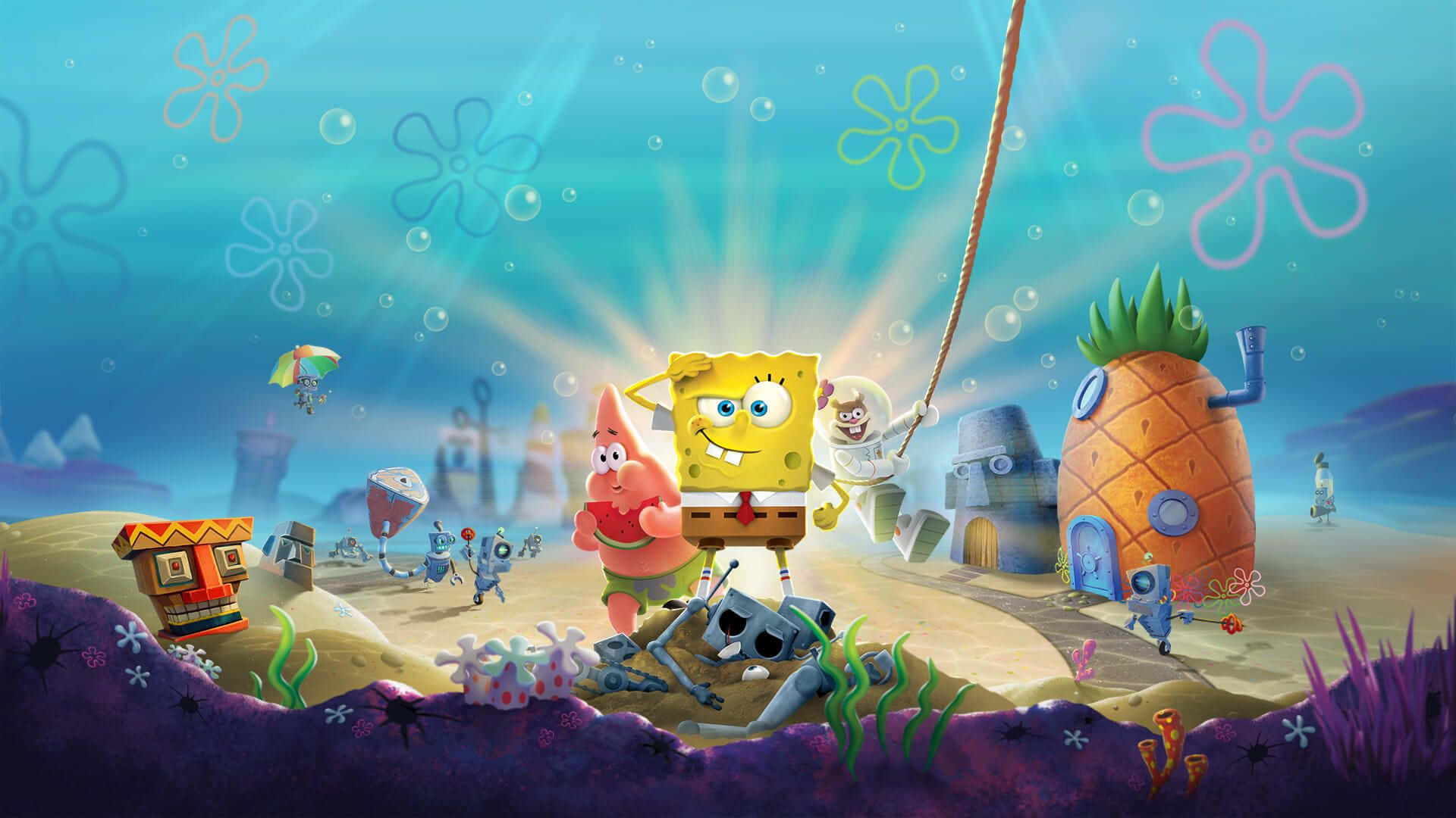 Upplyftdin Skrivbord Med Denna Klassiska Bild Av Spongebob! Wallpaper