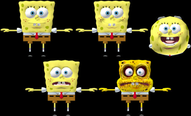 Spongebob Expressions Collage PNG