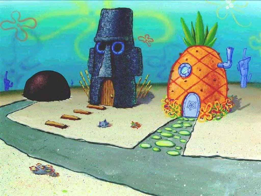 All'internodella Famosa Casa Di Spongebob Sfondo