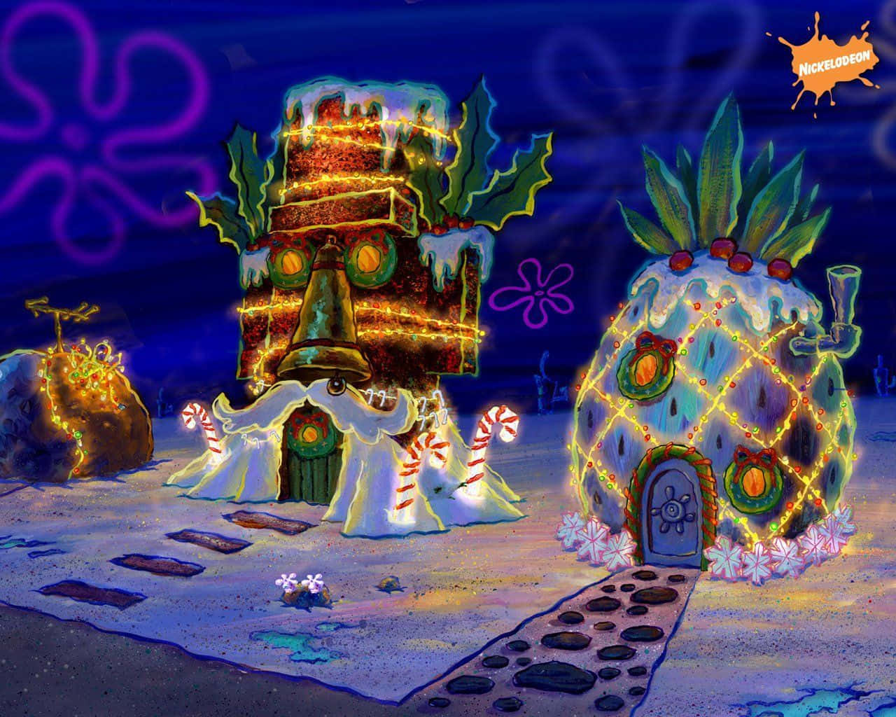 Besøg Spongebob Hus - Det Sted, hvor alle ønsker at være! Wallpaper