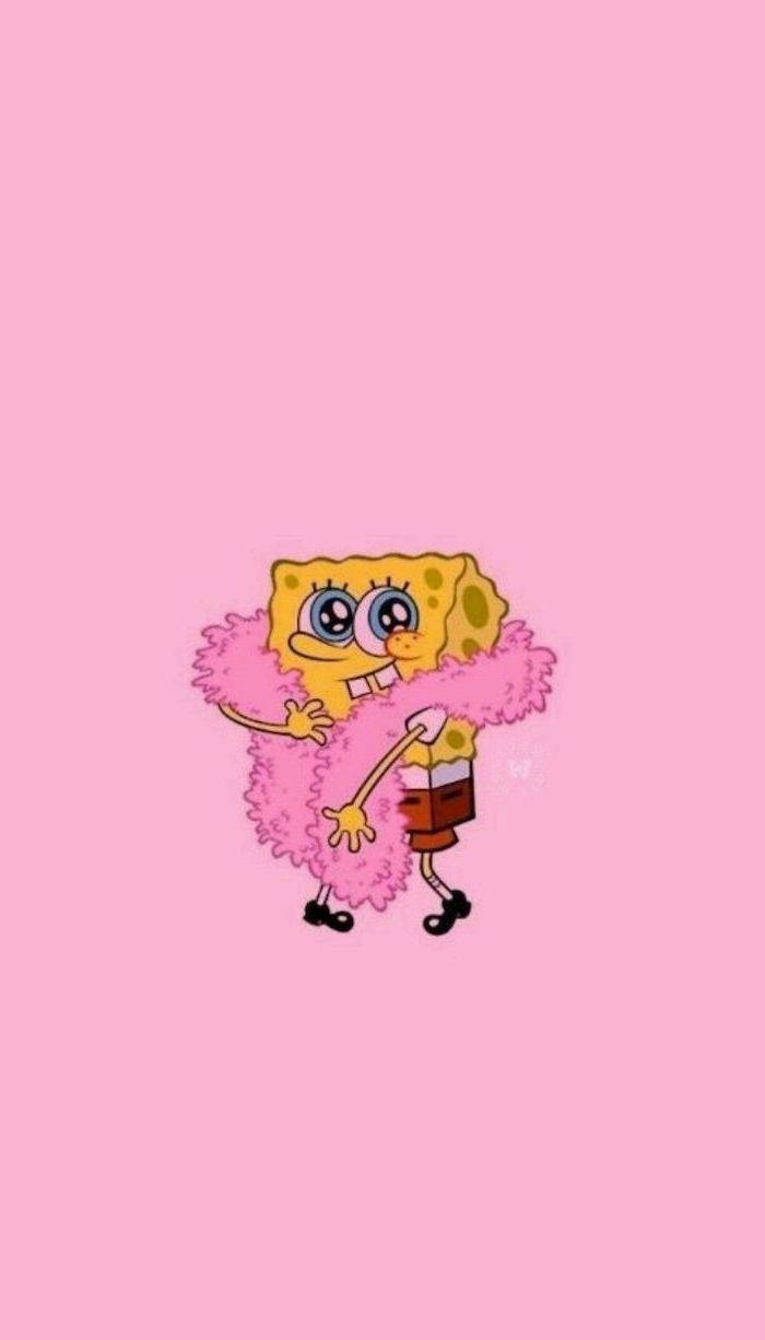 Spongebob On Cute And Pink Backdrop