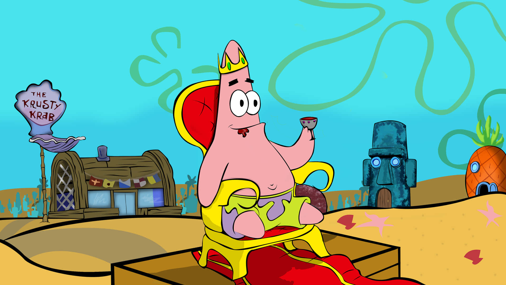 SpongeBob Pfp Kong Patrick stolt som en prins! Wallpaper