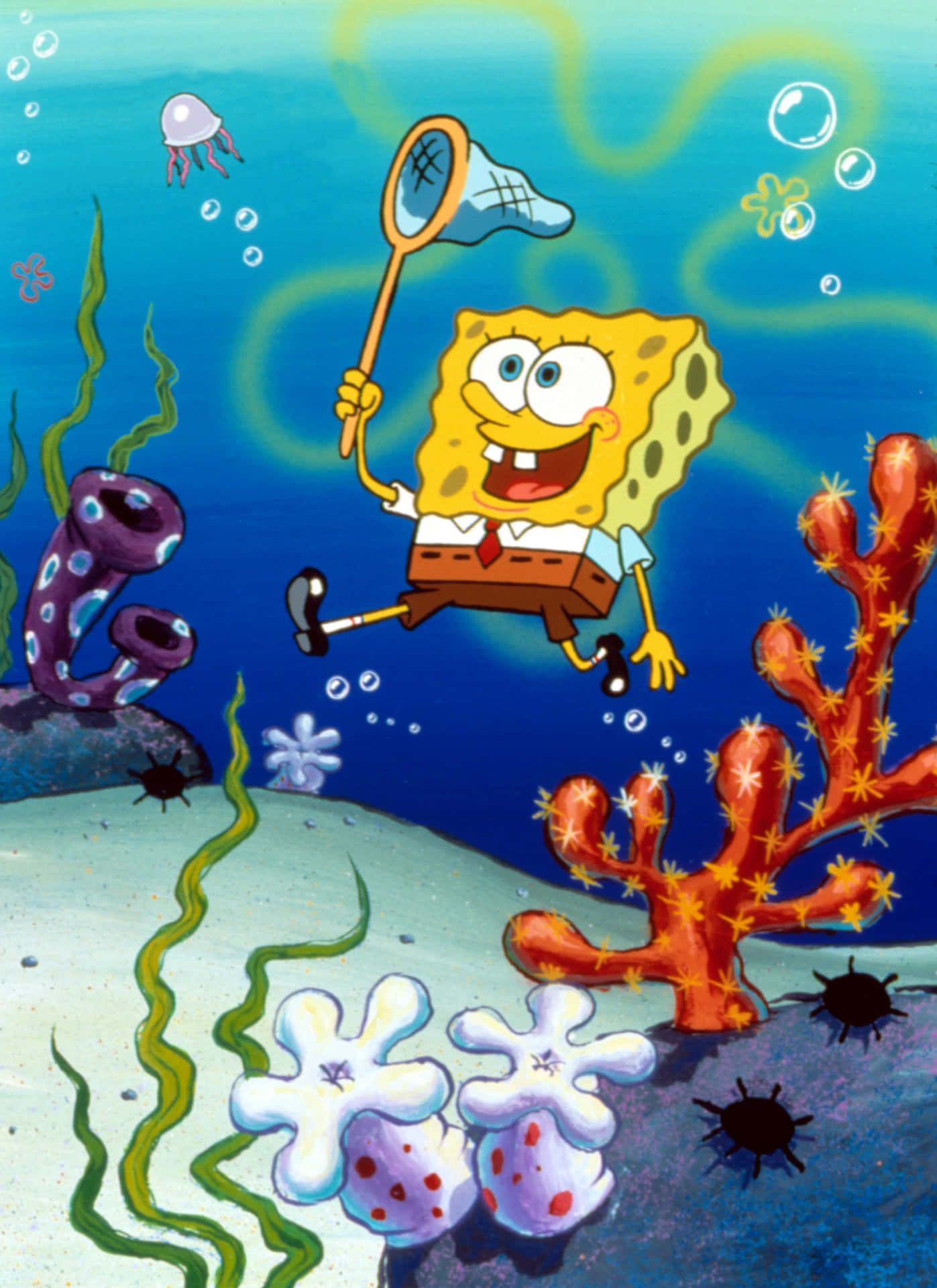 SpongeBob Squarepants Jellyfisk Felter Billede Perfekt Baggrund
