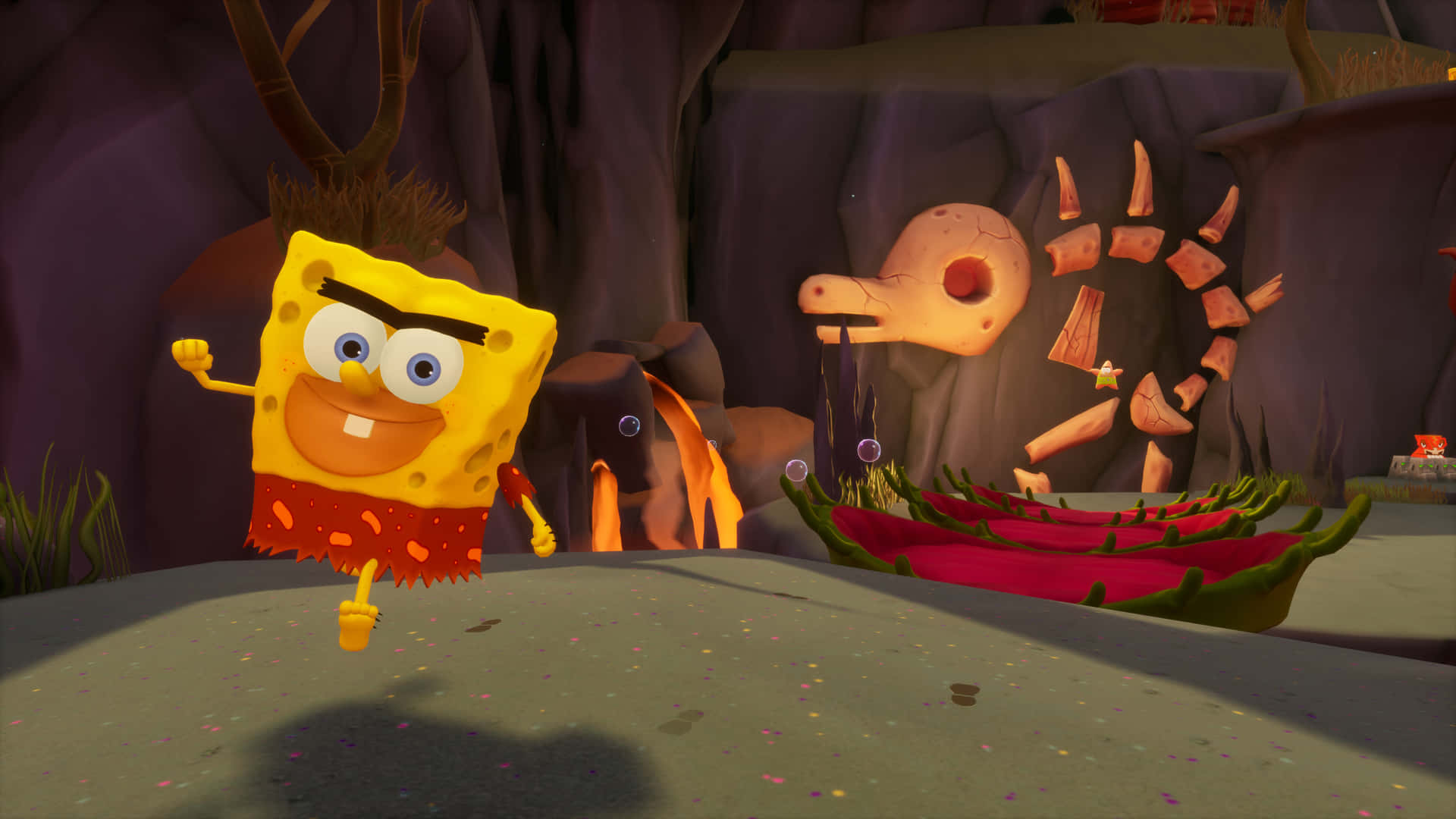 Caveman Spongebob billede rammer en farverig verden