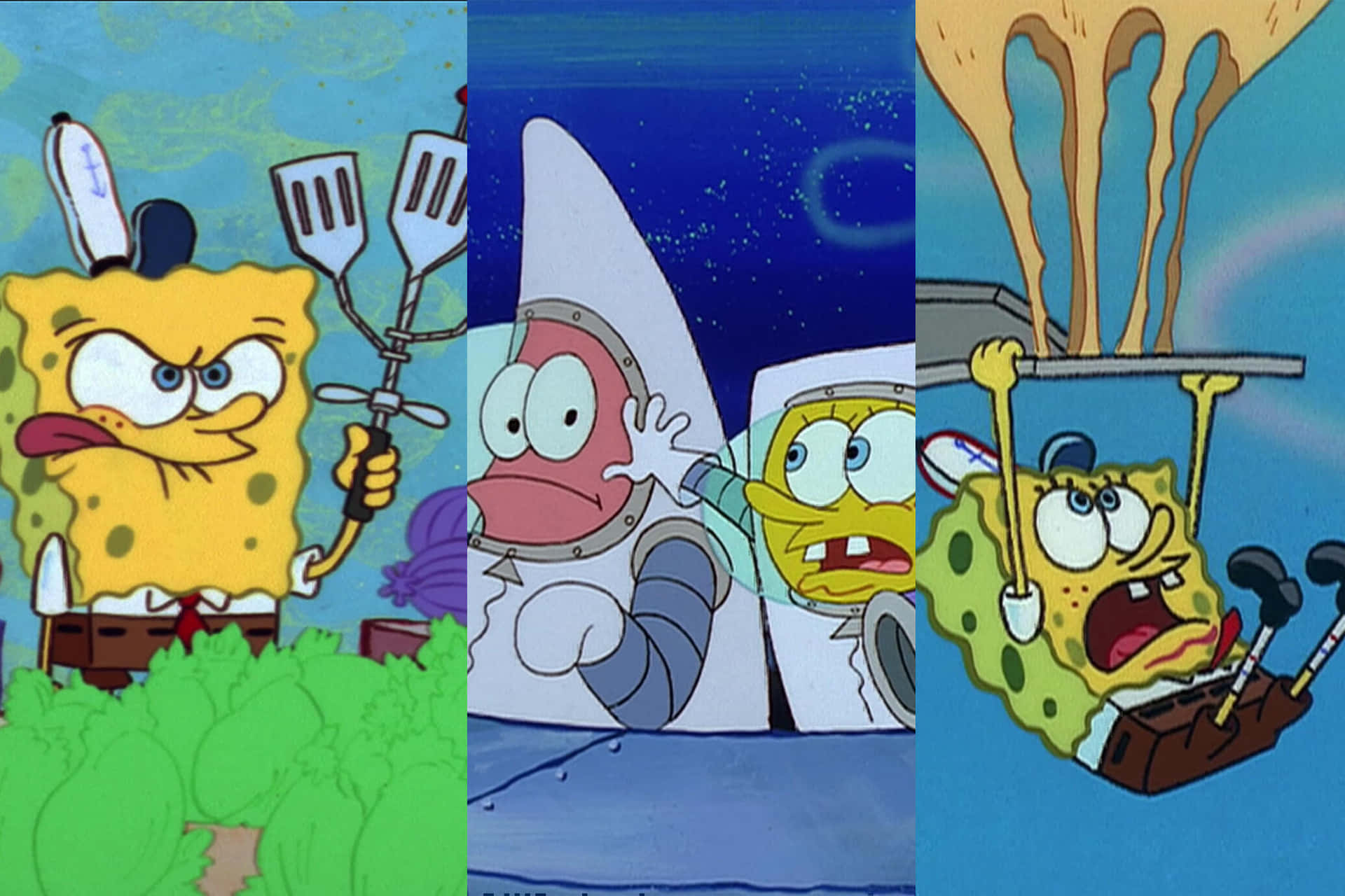 SpongeBob Squarepants Episode Paneler Billede Tapet: Besøg Bikini Bottom og oplev eventyret fra elskede episoder med SpongeBob og vennerne.
