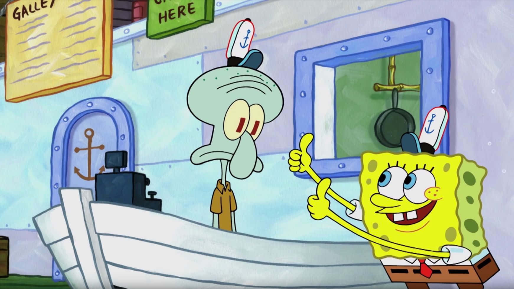 Spongeboboch Squidward Ger Tummen Upp-bild.