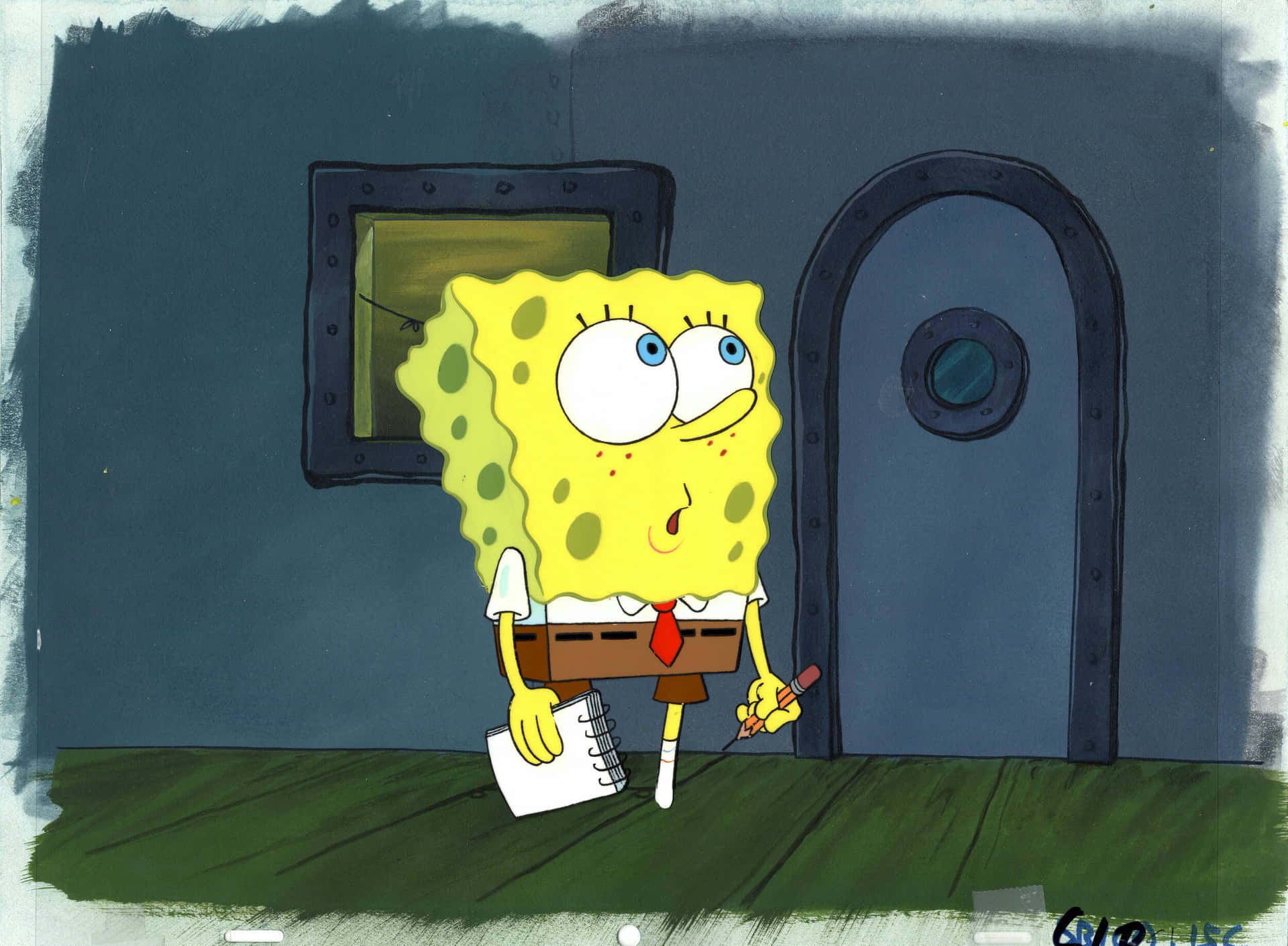 SpongeBob SquarePants holder et notatbog billede tapet