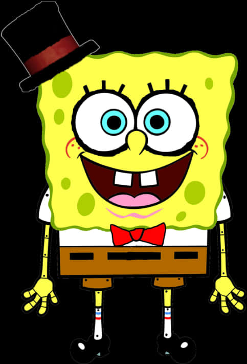 Spongebob Top Hatand Bow Tie PNG
