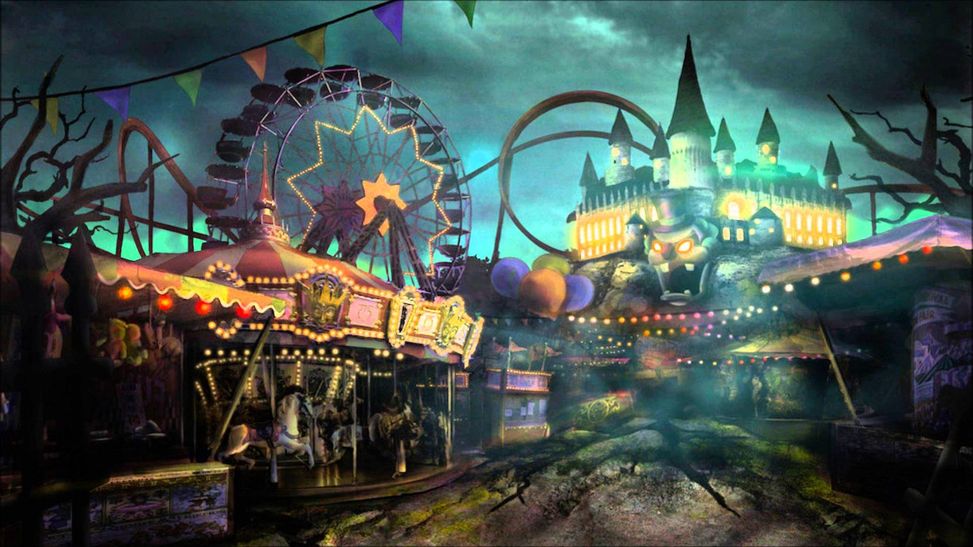 Spooky Abandoned Theme Park Wallpaper