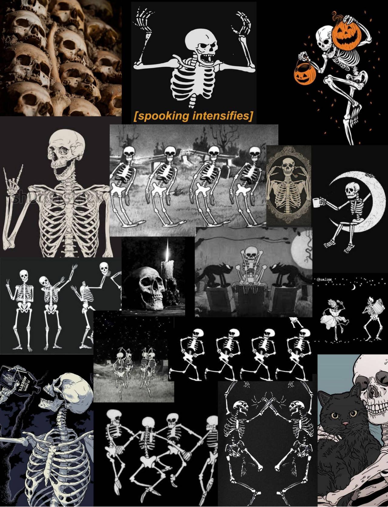 Spooky Aesthetic Dancing Skeletons Wallpaper