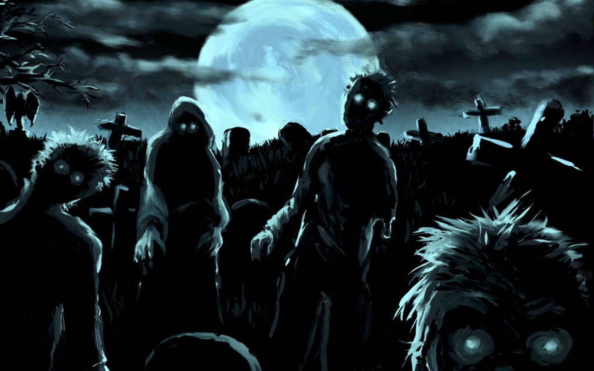 An eerie and mysterious Halloween night. Wallpaper