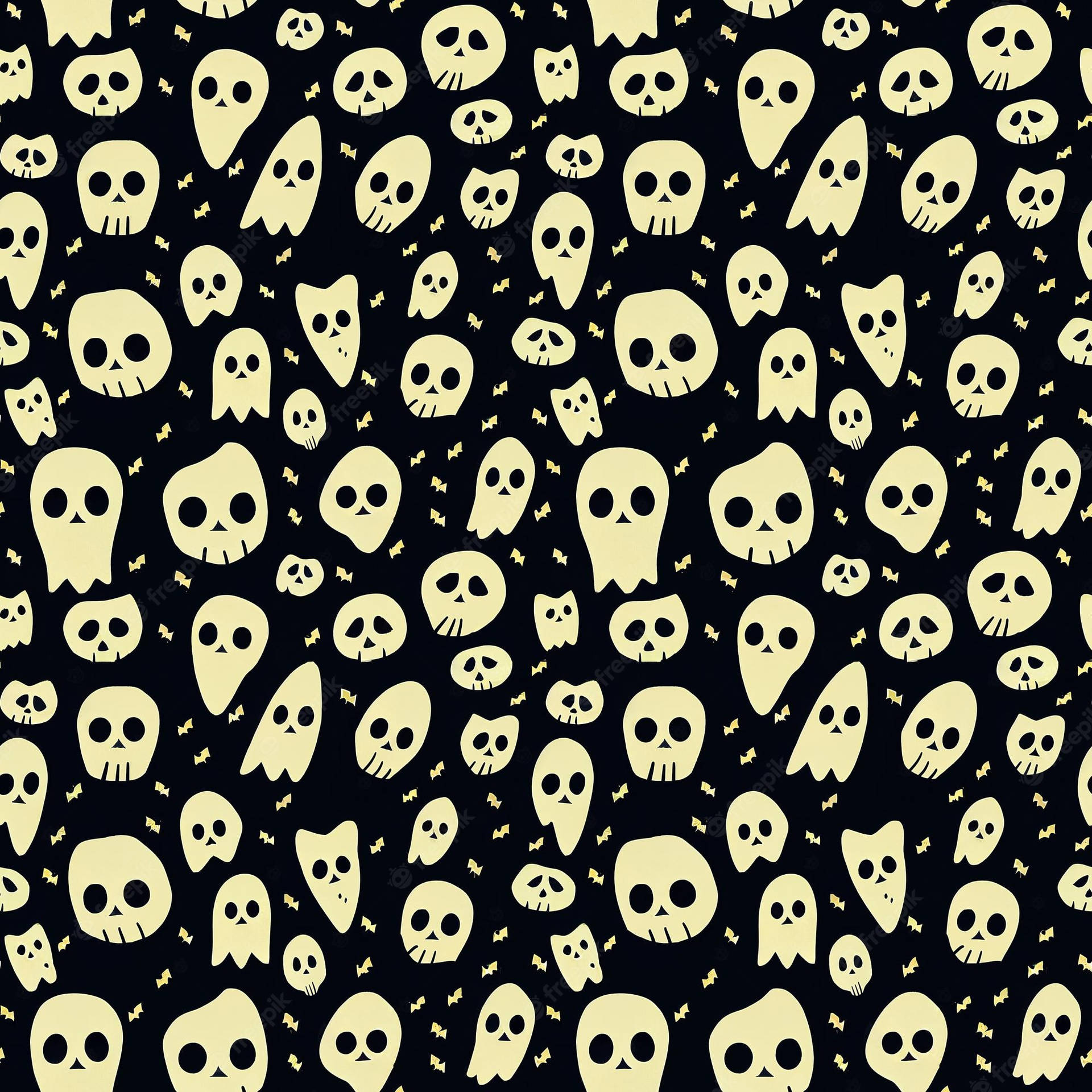 Spooky Aesthetic Differently Shaped Skulls Wallpaper