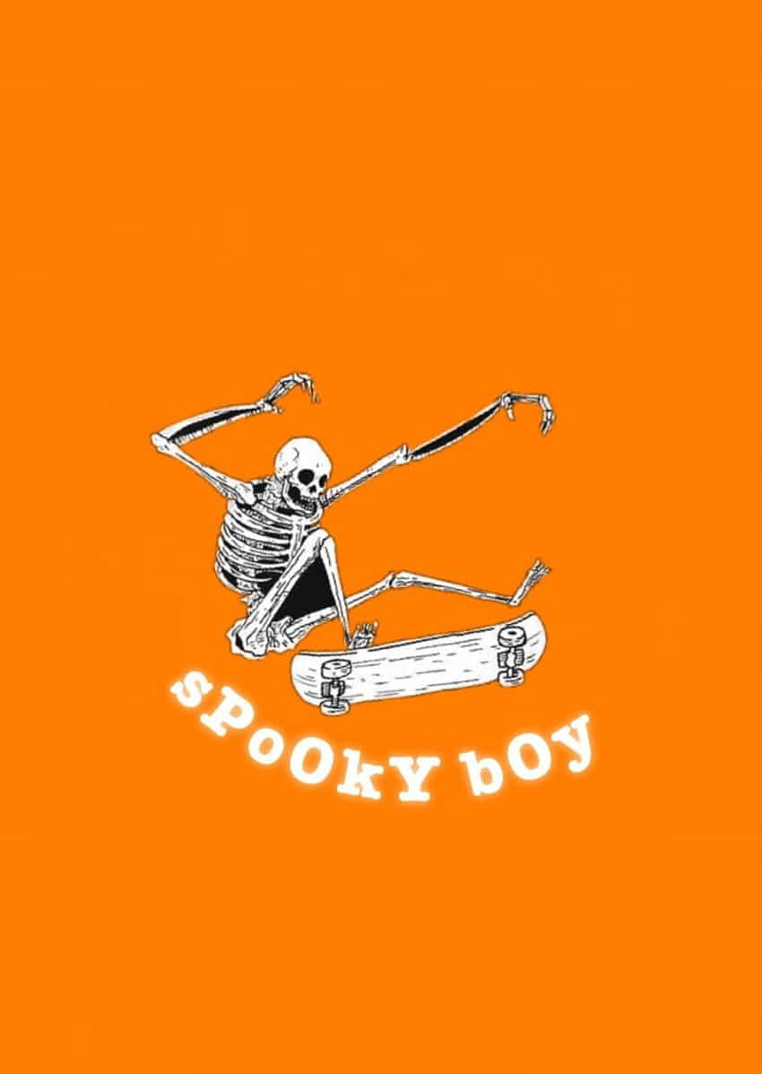 Spooky Boy Skateboarding Skeleton Wallpaper