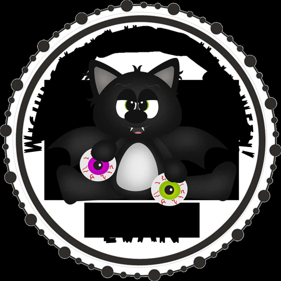 Spooky Cat Circle Vector PNG