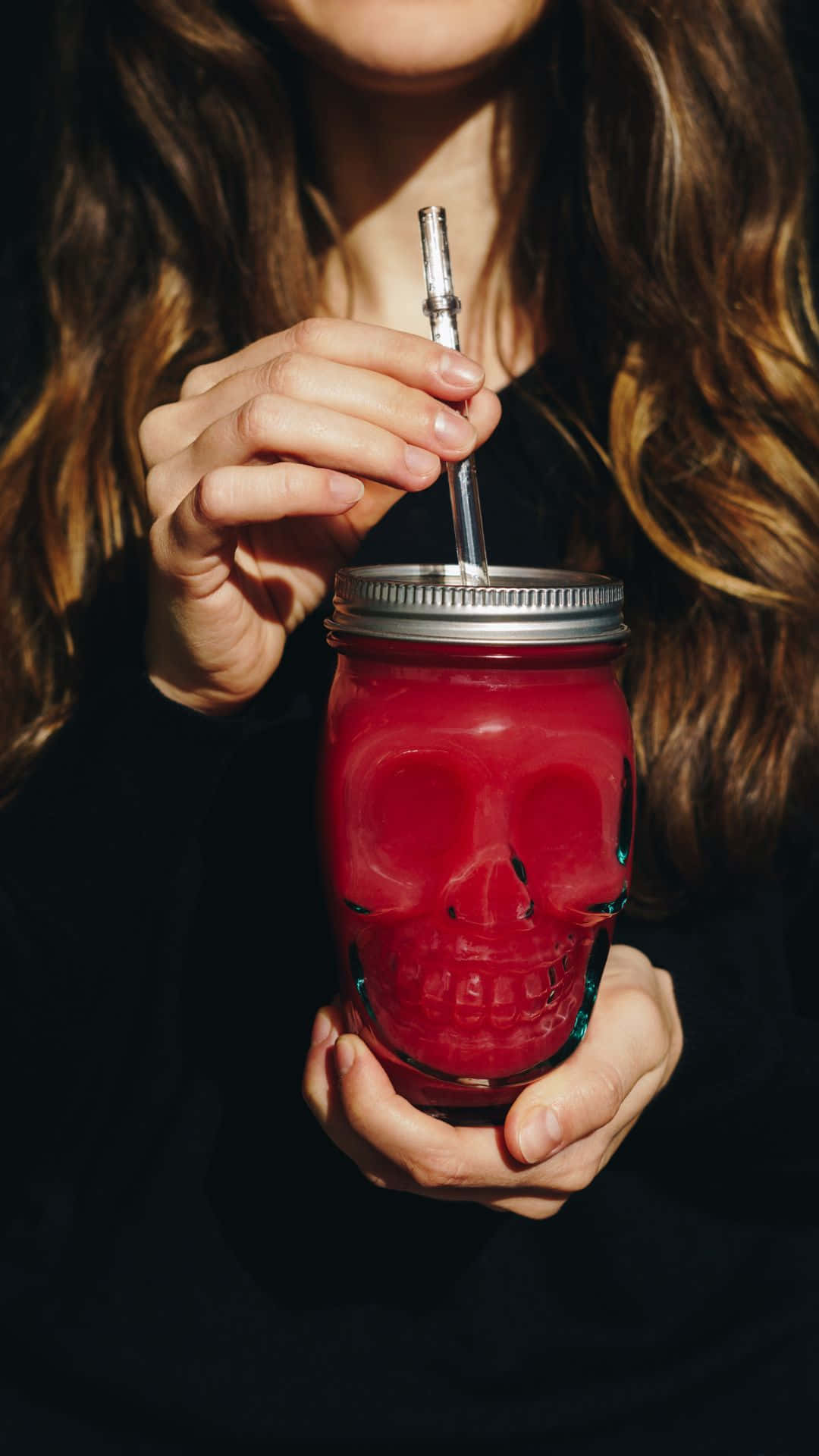 Vier Halloween Met Spooky Cocktails Achtergrond