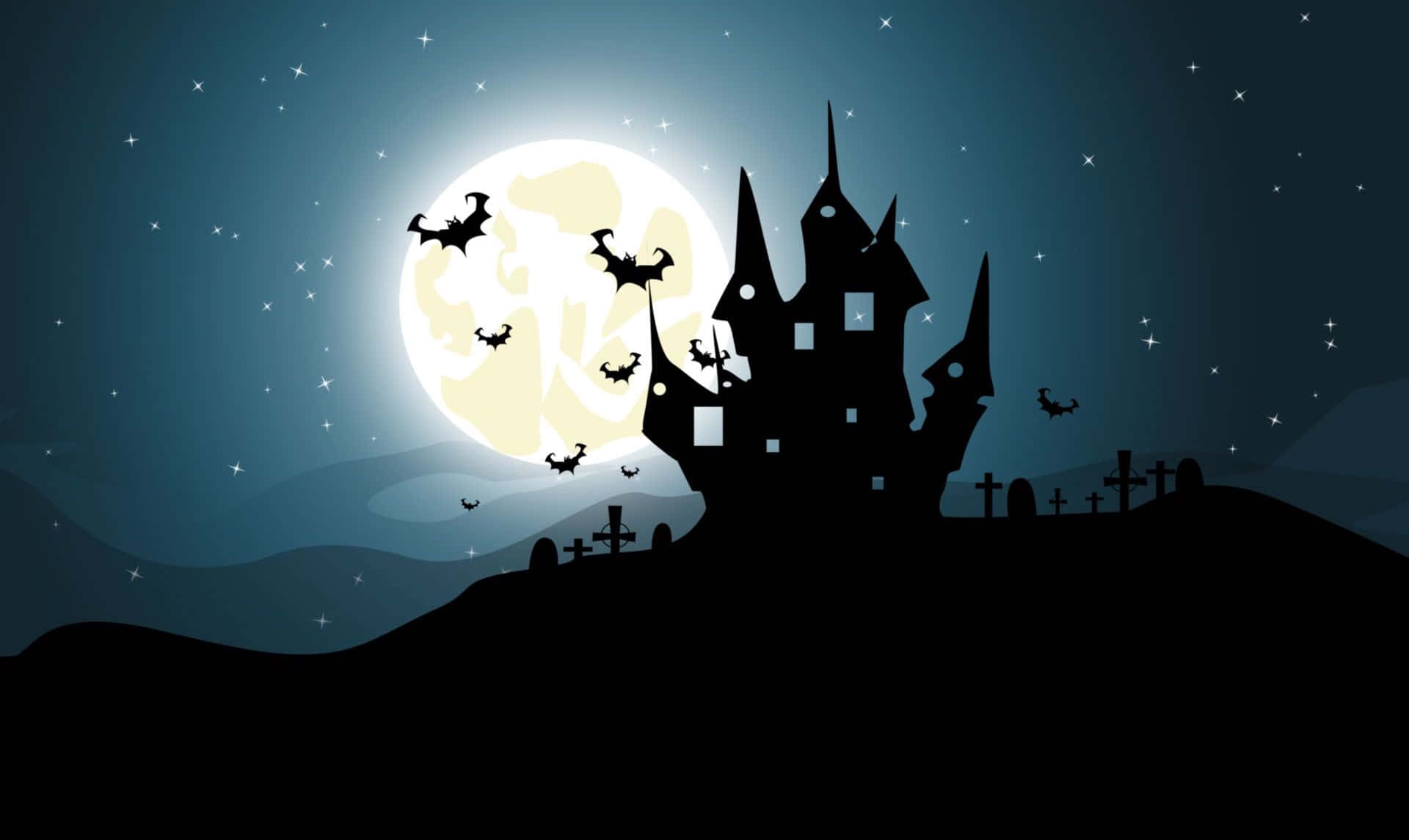 Spooky Full Moon Digital Art Desktop Wallpaper