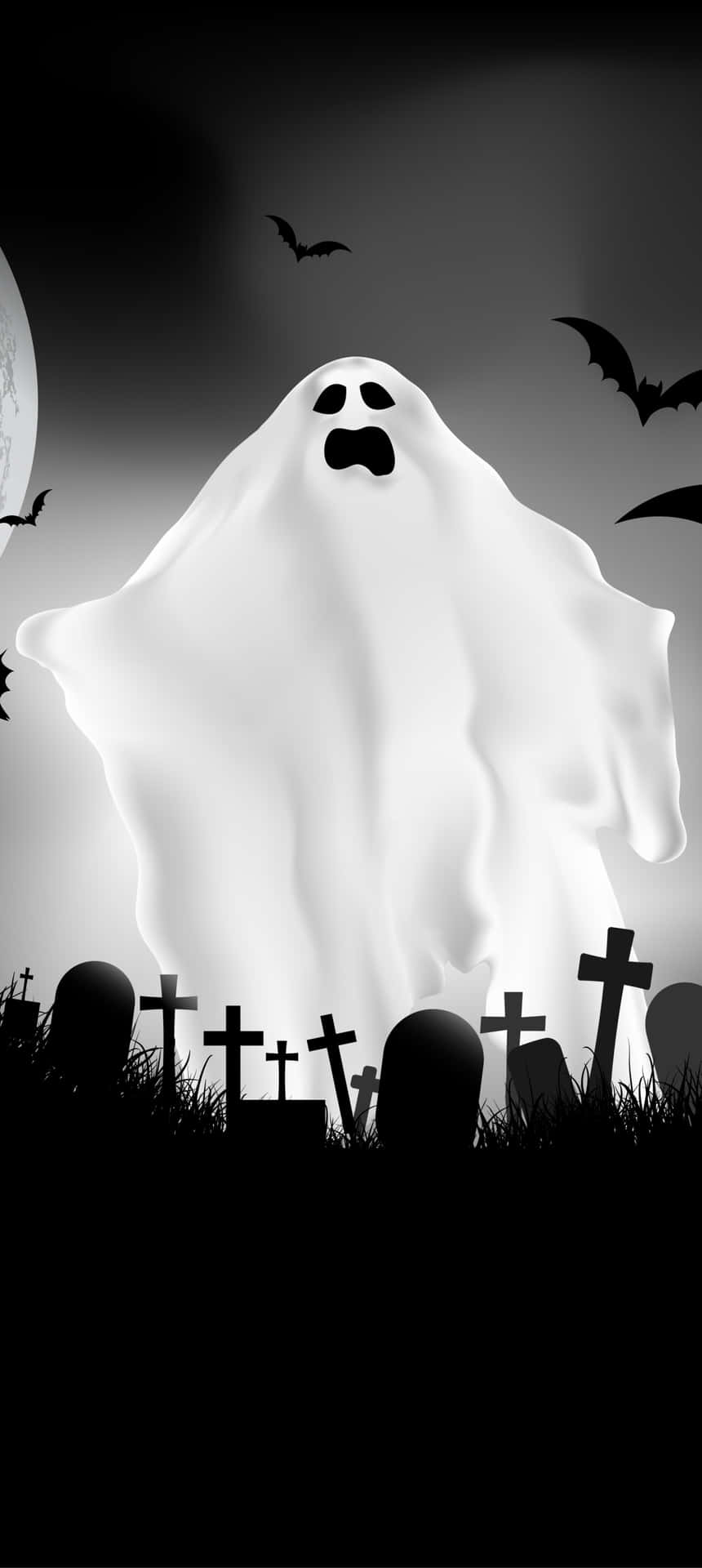 Spooky Ghost Graveyard Scene Wallpaper