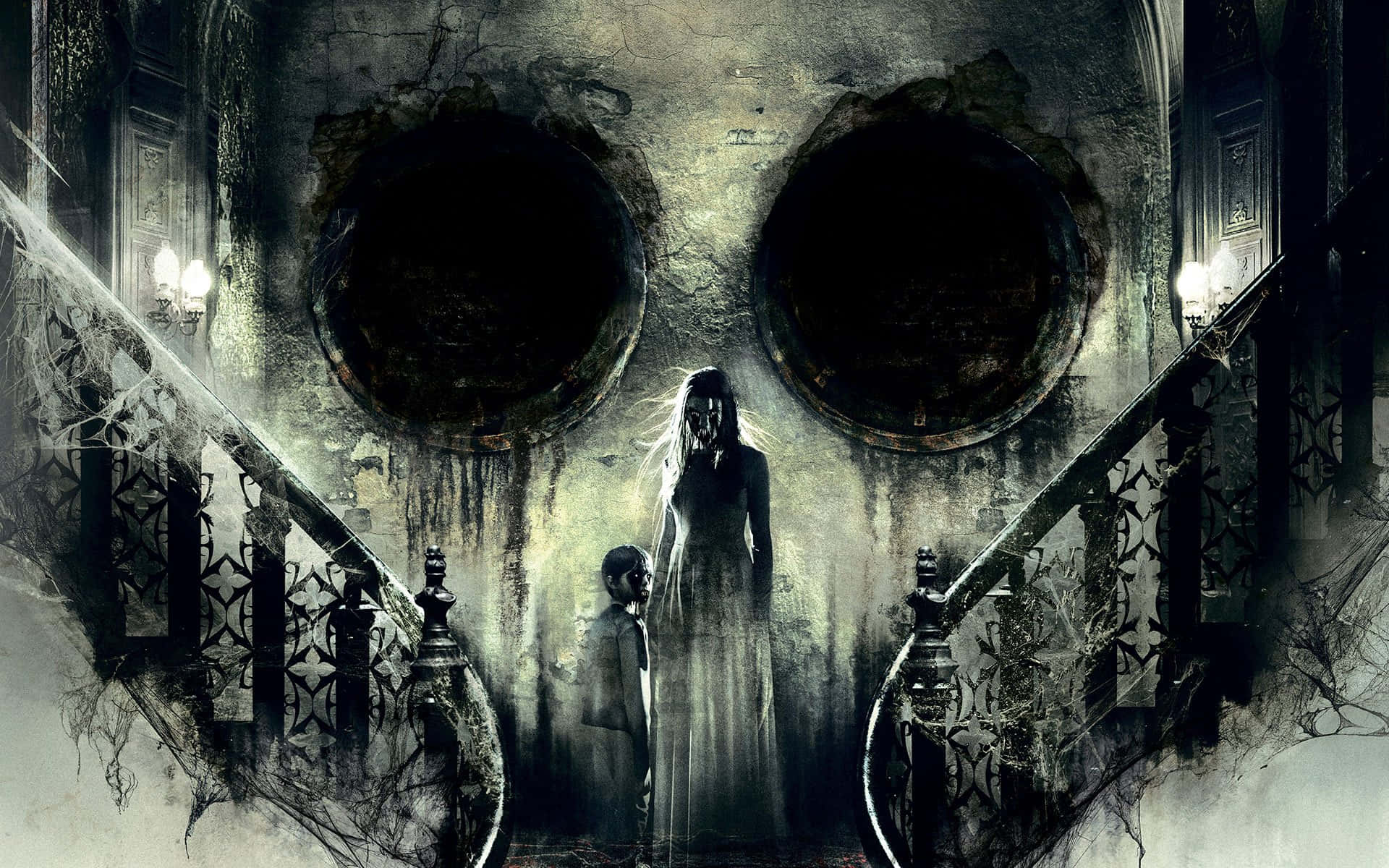 A Creepy Image Of A Woman And A Skull