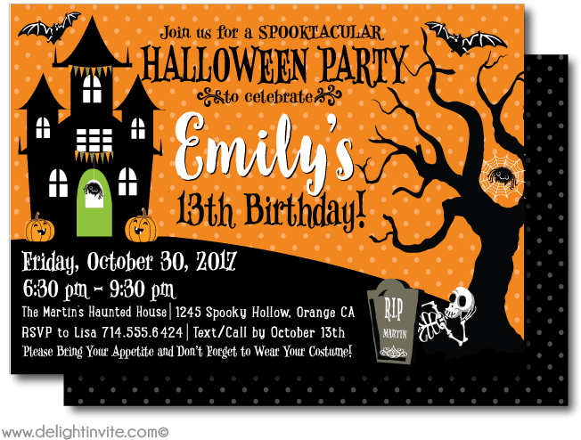 Spooky Halloween Birthday Invitation PNG