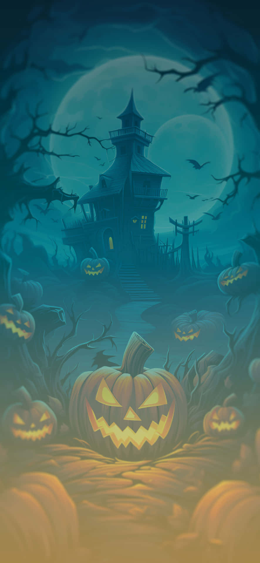 Spooky Halloween Pumpkin Path Wallpaper