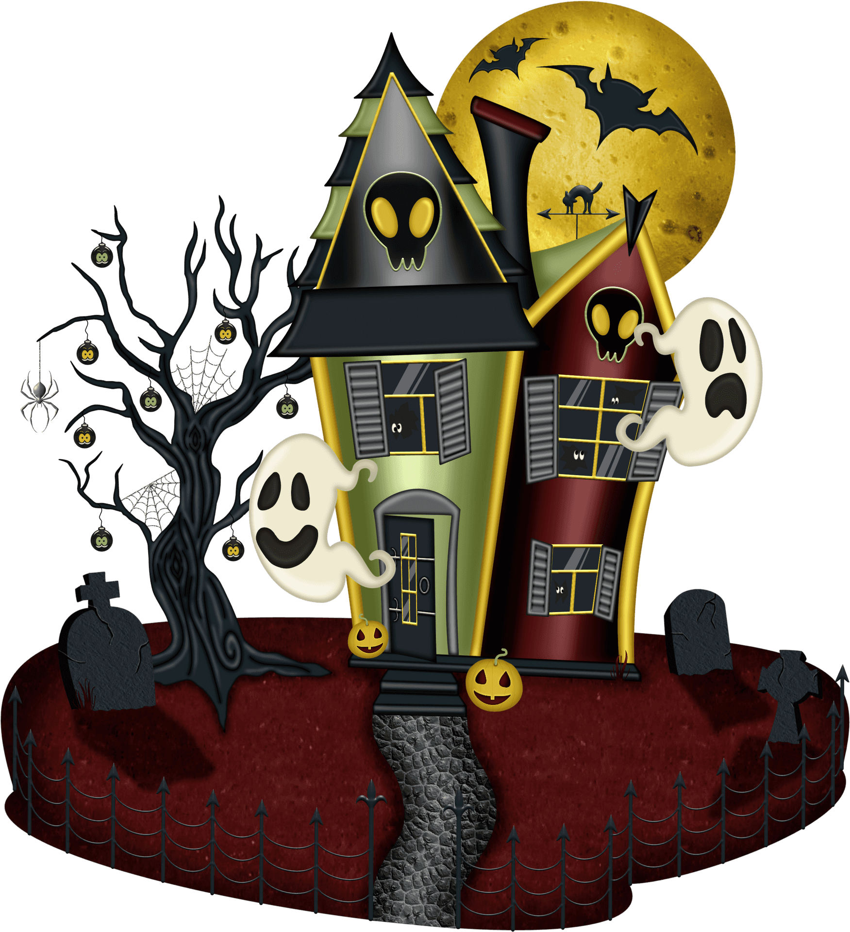 Spooky Haunted House Illustration PNG