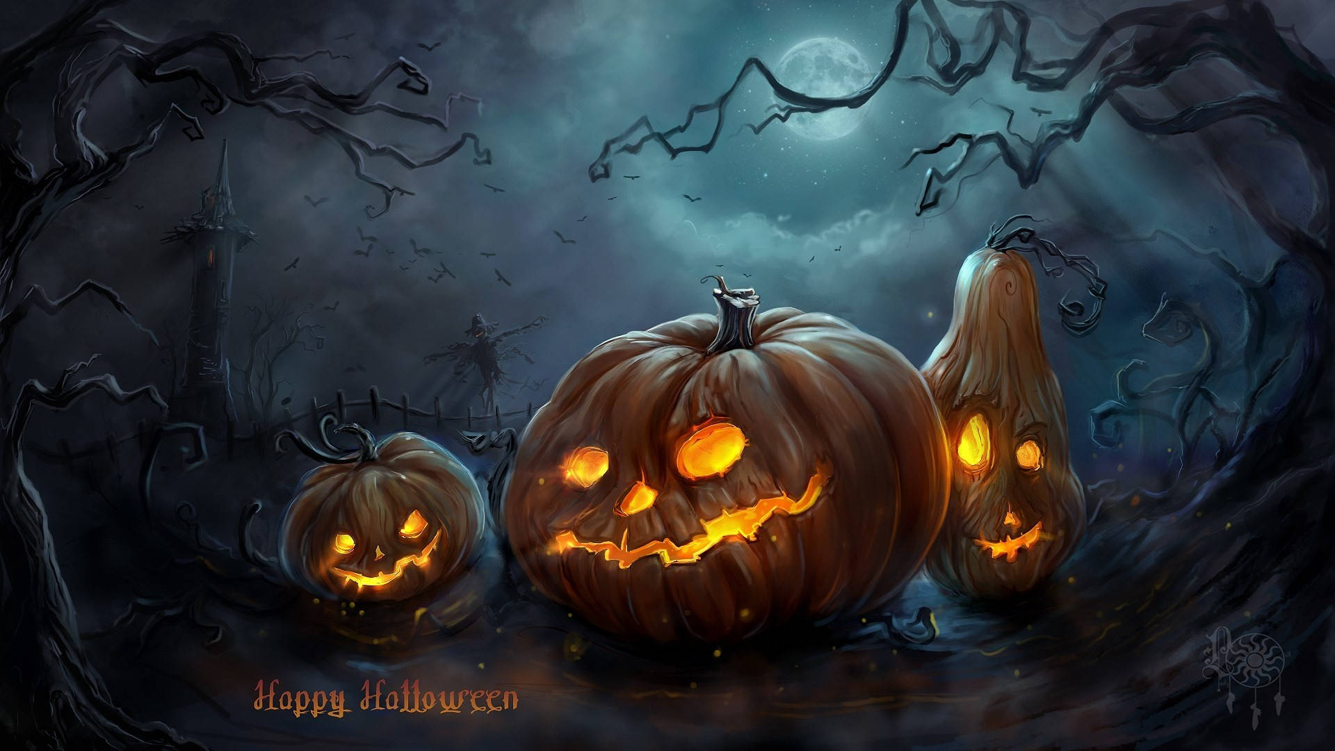 Spooky Pumpkins Halloween Computer