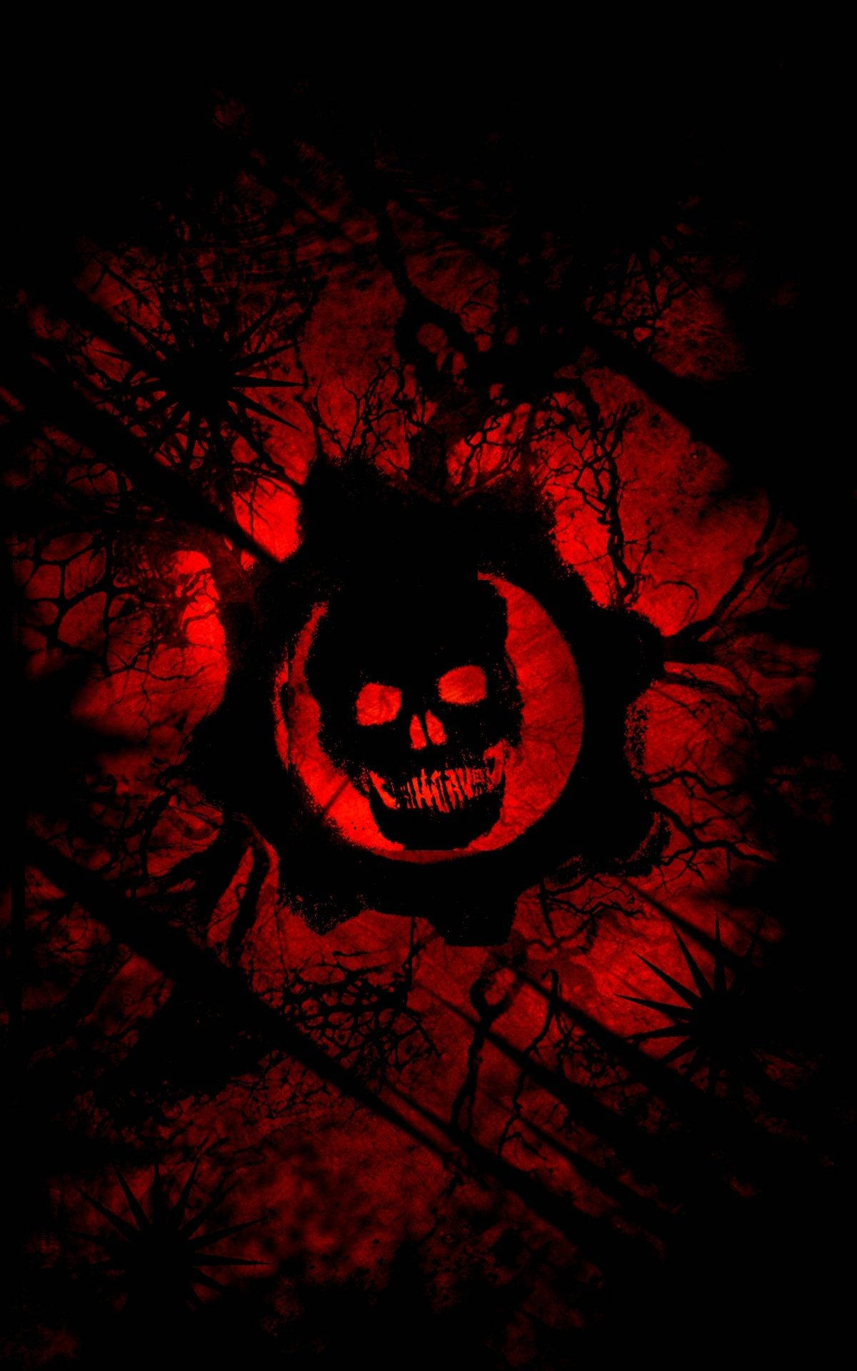 Spooky Red Logo Gears 5 Phone Wallpaper