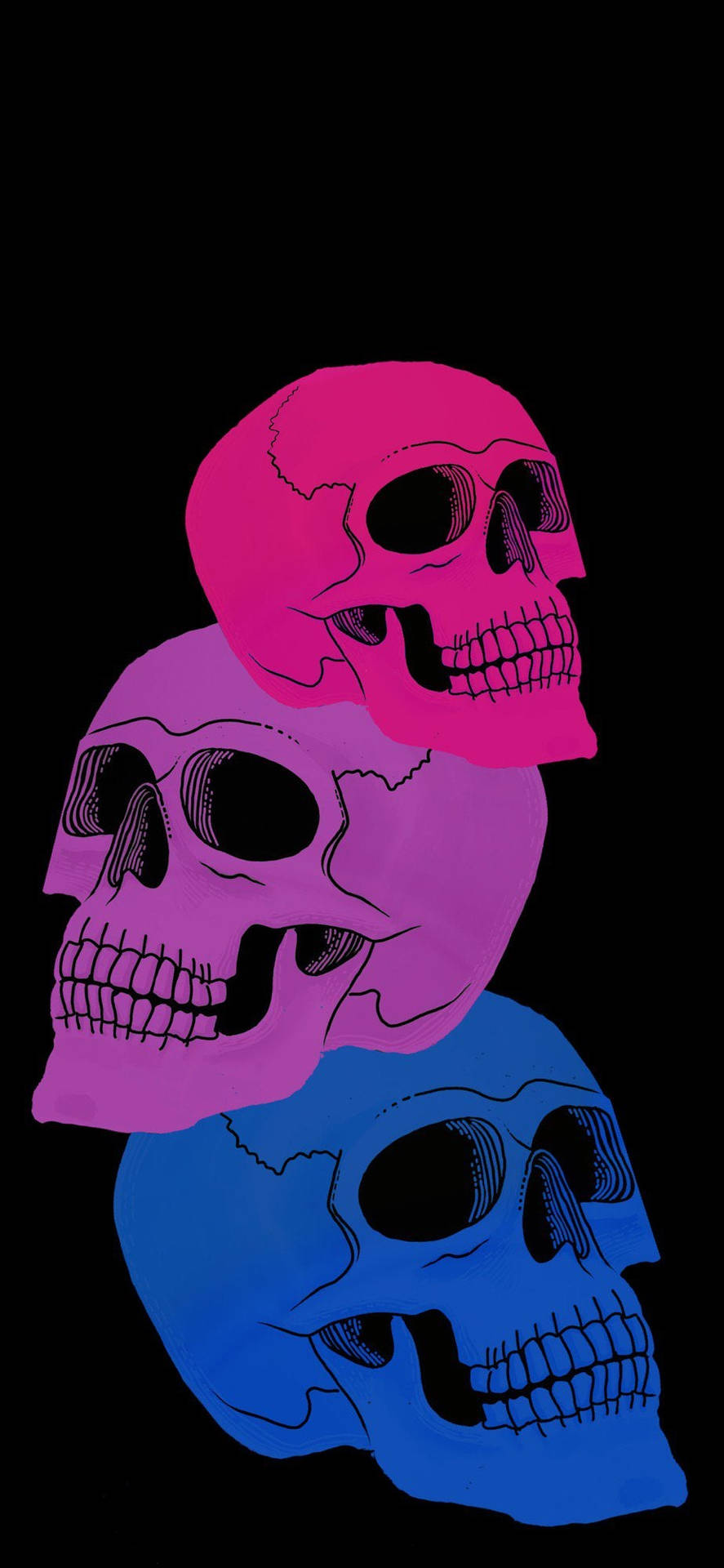 Spooky Season Colorful Skulls Wallpaper